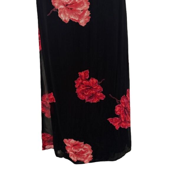 Vintage 90s Lola P Midi Dress Black Rose‎ Dark Floral Romantic Grunge Size 10 - Picture 4 of 7